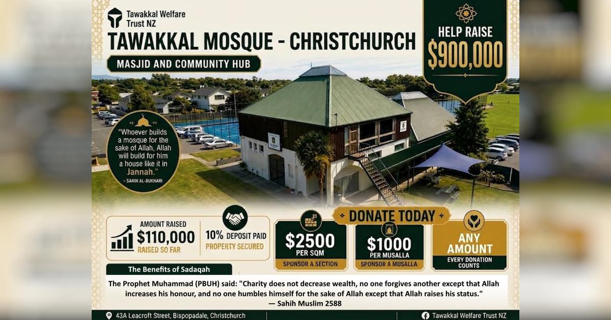 Donate now for Tawakkal Mosque and Community Center in Christchurch ...