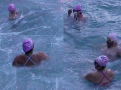 Mid-winter jetty jump and swim