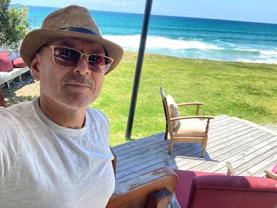 Stephen is swimming nude for breast cancer