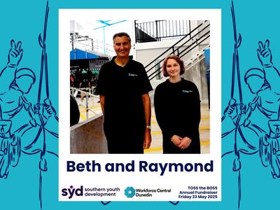 Beth and Raymond abseiling for rangatahi in Otago!