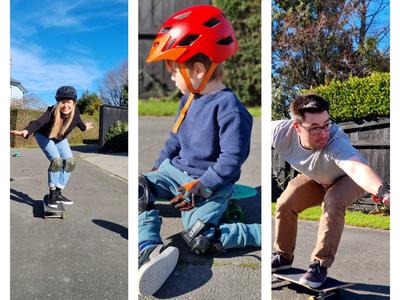 We are wheelie trying to skateboard!