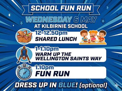 Kilbirnie School Fun Run 2026: Dress in BLUE for a Slam Dunk Start - warm up the Wellington Saints way!