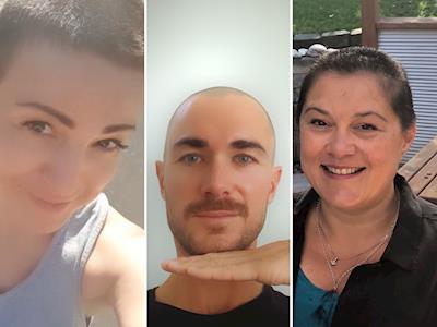 Shaving our heads for charity! Kim, Adrian and Marina