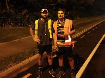 Liam & TK, 5km on the hour every hour x12.