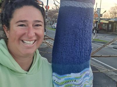 Mates supporting Mates with a yarn bomb