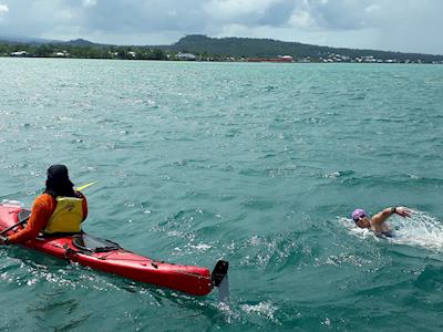 COLOSSAL SWIM TO RAISE AWARENESS FOR TEENAGE ANTI DRUG CAMPAIGN.