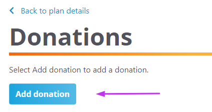 Screenshot of button to add donations