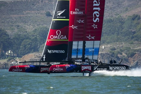 Team New Zealand out on the water.