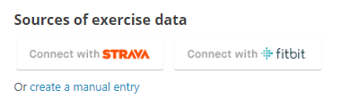 Screenshot of fitness app integration buttons