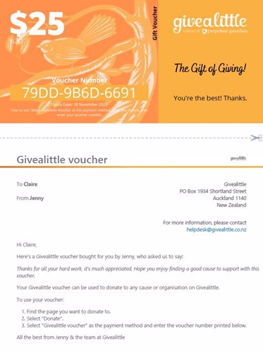View of the Voucher PDF that gets emailed out